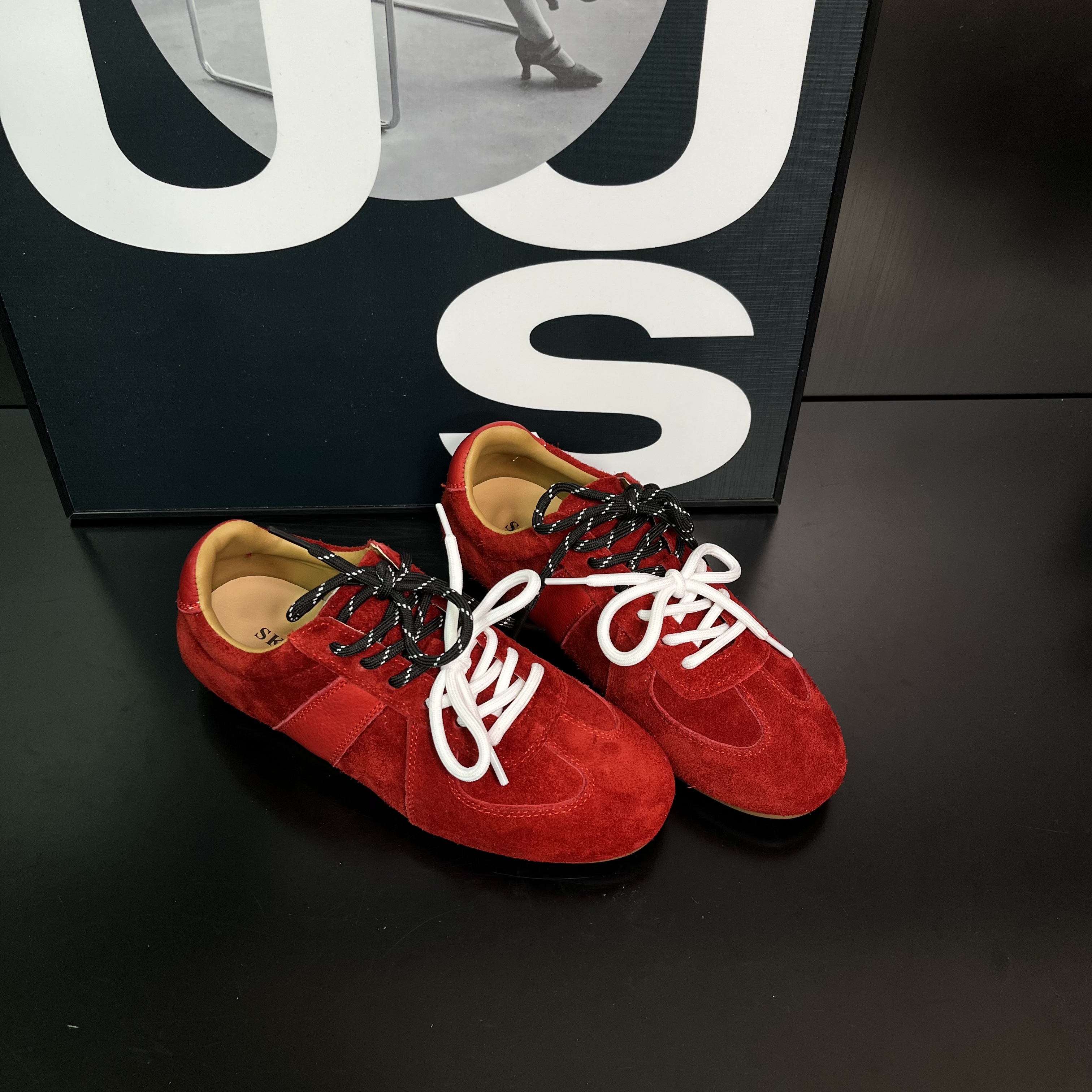 牛皮复古德训鞋女2025秋季新款圆头双鞋带轻便运动休闲鞋潮