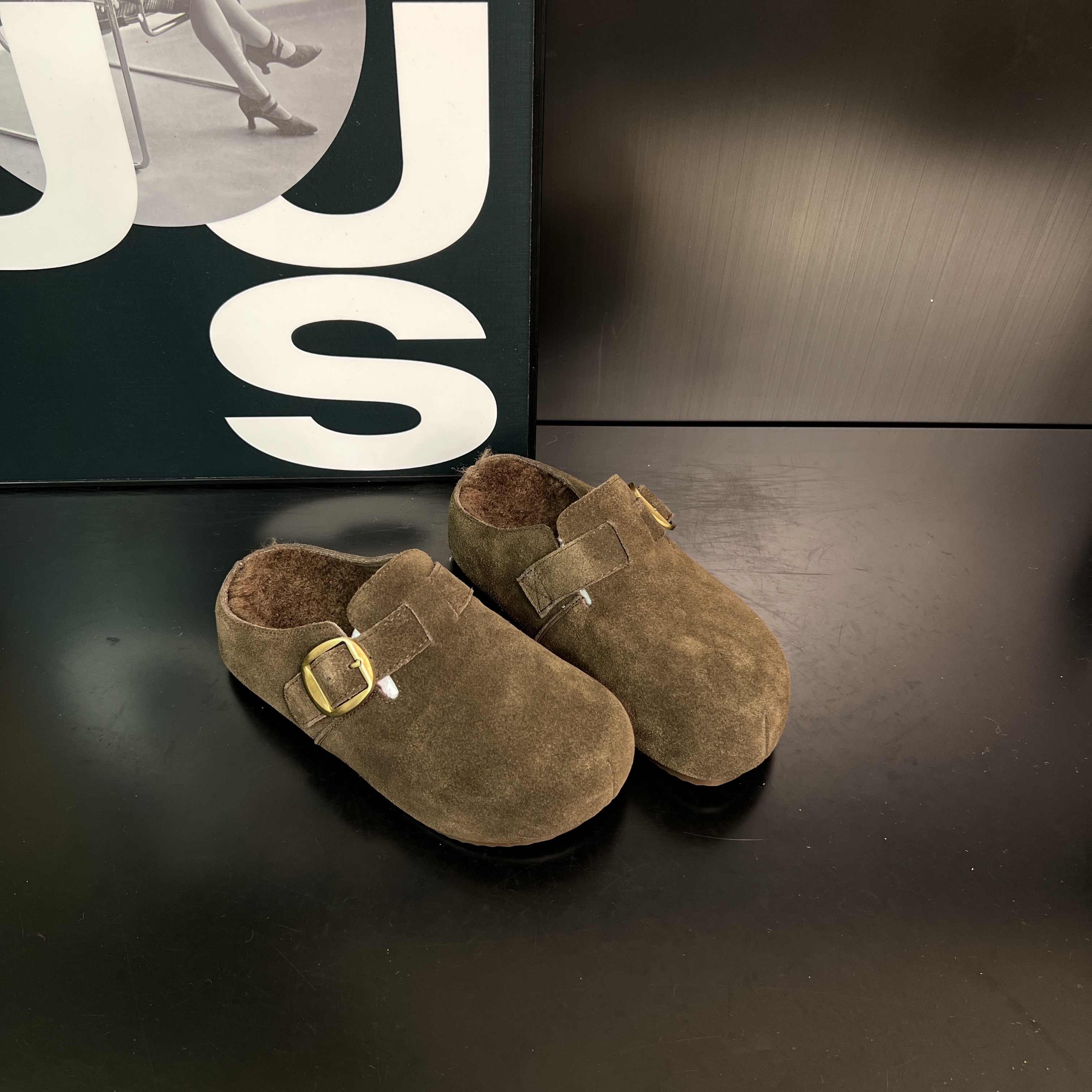 复古内增高厚底勃肯鞋包头拖鞋女外穿2025秋冬新款一脚蹬懒人鞋