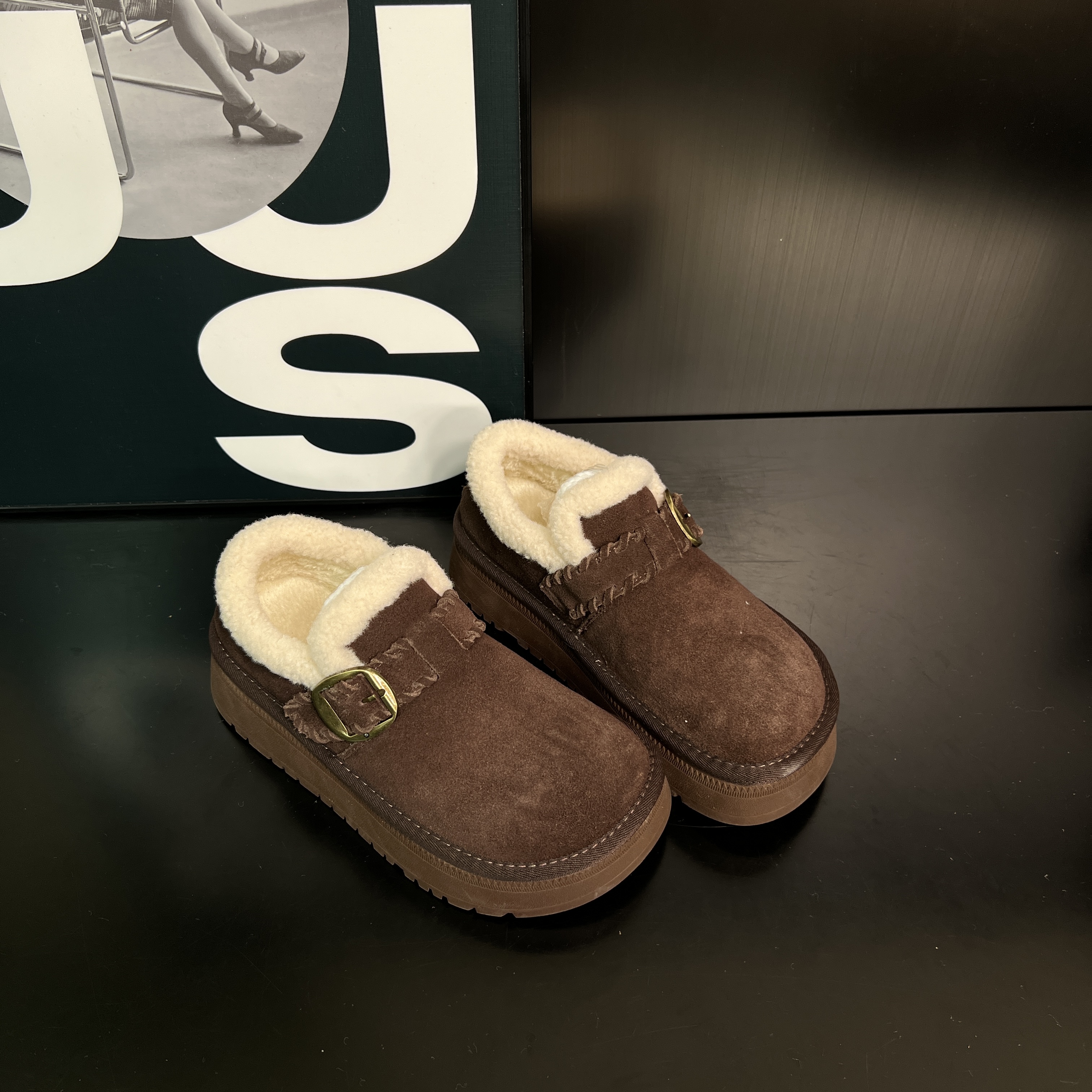 勃肯雪地鞋加绒保暖防滑时尚百搭休闲舒适2025新款轻便皮带扣