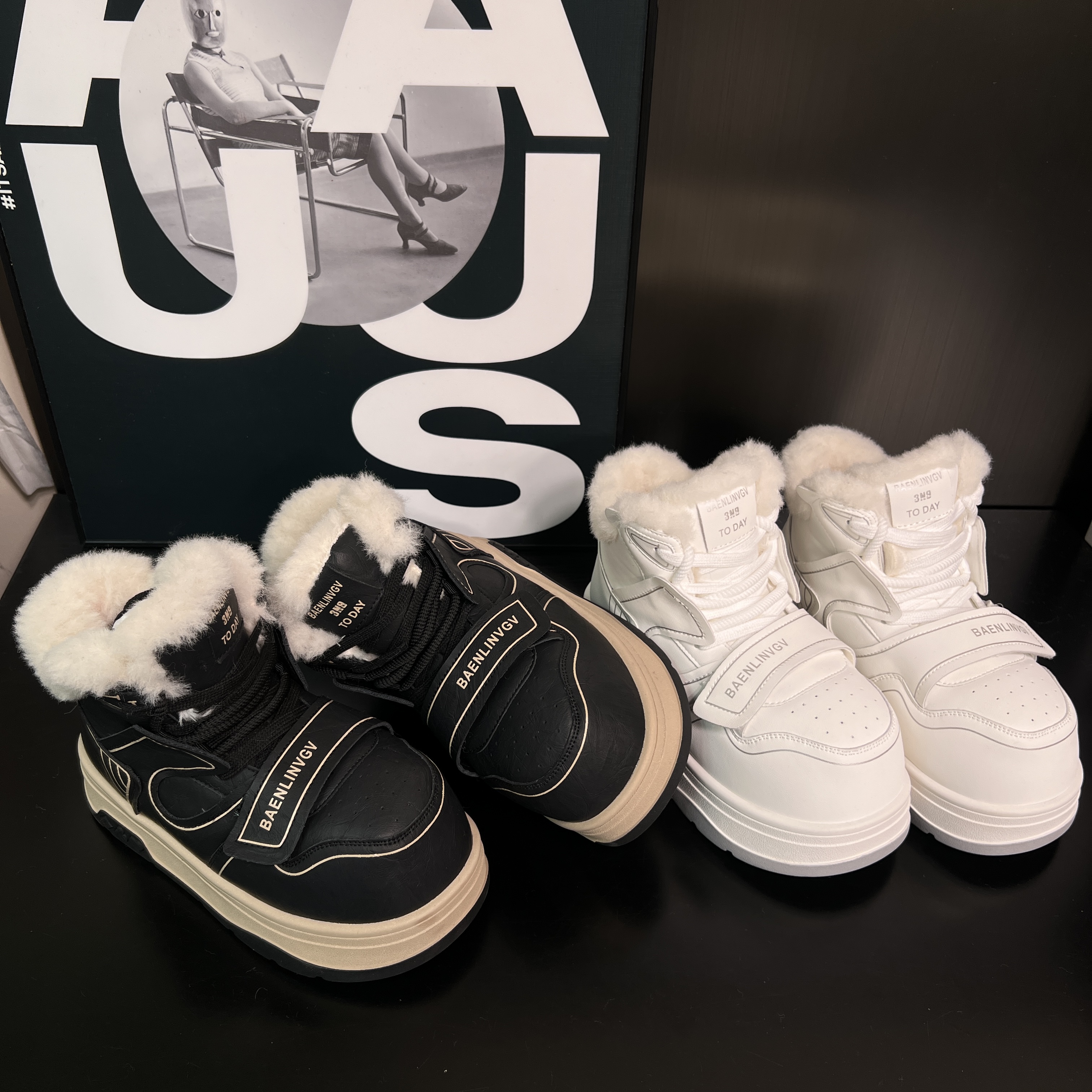 冬季女鞋厚底保暖加绒真皮松糕底板鞋系带加棉运动休闲鞋子66237