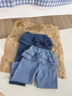 日单co薄绒屁帘花边双层大pp弹力软牛仔裤 针织