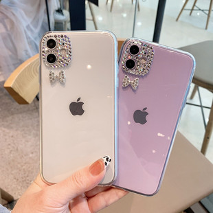 xs透明14新款 水钻适用苹果12手机壳蝴蝶结iPhone11promax女x xr软13高级感15plus