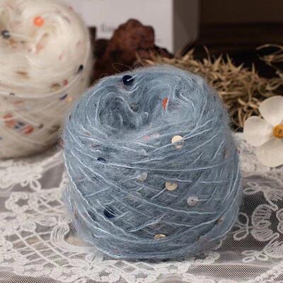 高品质大亮片马海毛手工编织毛线柔软亲肤不扎绒毛手编细线机织