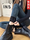 加厚 175高个子显瘦紧身小脚铅笔裤 加长高腰加绒牛仔裤 女秋冬新款