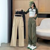 裤 加绒显瘦直筒裤 女春秋2025新款 阔腿裤 厚 高个子超长175窄版 工装