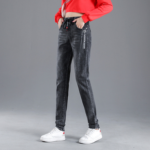 高个子显瘦老爹裤 宽松哈伦裤 高腰直筒秋冬厚 子女加长牛仔裤 加绒裤