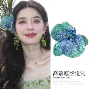 蝴蝶兰花朵发夹仿真边夹女2025年新款刘海夹头花拍照头饰发饰发卡
