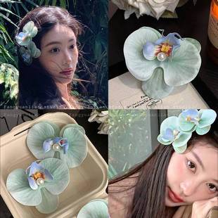 未闻花名 气质蝴蝶兰花朵发夹女海边度假夹子头饰氛围感拍照发饰