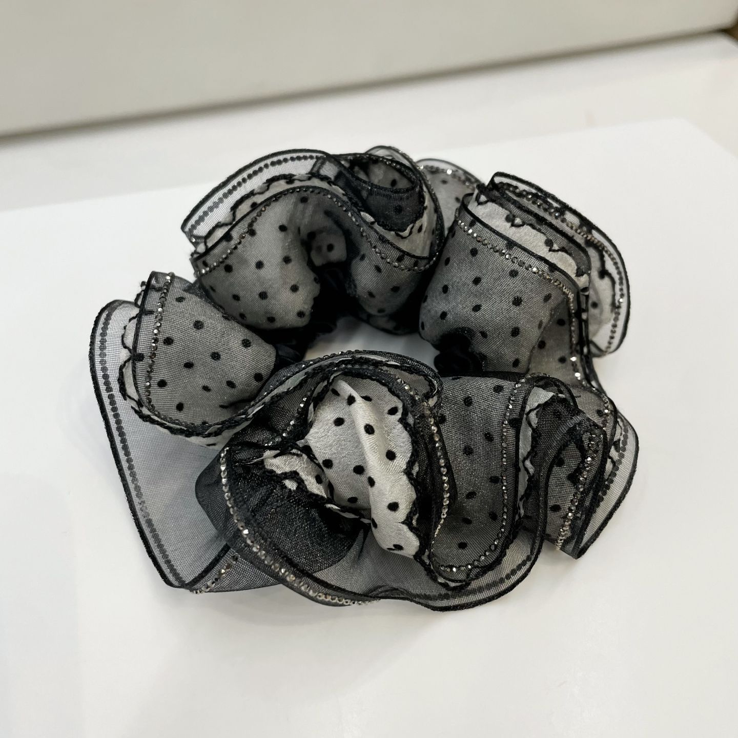 韩系绢纱褶皱波点大肠发圈女甜美