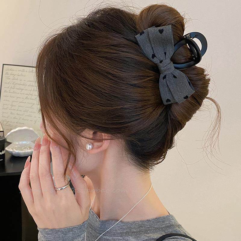 双层衬衫布宽版蝴蝶结发夹女2025年新款爆款小众设计鲨鱼夹抓夹