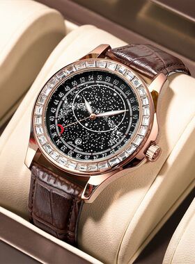 瑞士正品全自动时尚星空男士手表防水日历高档满天星商务夜光帅气