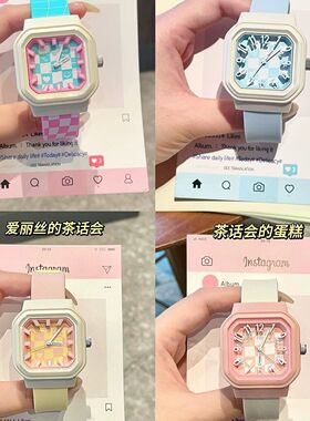 时尚精美风小众艺术生多巴胺可爱手表女款学生初高中女女生高颜值