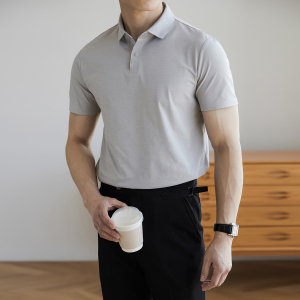 DT95/P40男士翻领POLO衫短袖休闲修身商务绅士纯色百搭速干T恤图片