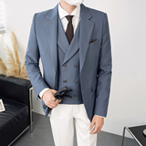 主推男士英伦风西服西装单排双扣平驳领绿A407-XZ300-P145，男装西服套装，电商A407
