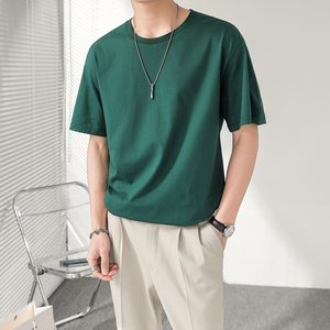 ins轻熟风高品质240克男士圆领微宽落肩T恤DT407-P25-墨-控58图片