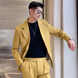 男士网红单排纯色休闲西装新伴郎西可配套装绿XZ273/P160控188，男装西服套装，电商A407