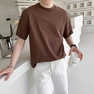 ins轻熟风高品质260克男士三防T圆领微宽落肩T恤黑A407-DT66-P25图片