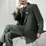 ins轻熟风秋冬新款男士垂感微宽松休闲西服外套米XZ288-P155控198，男装西服，电商A407