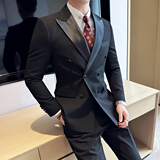 男士结婚礼服双排枪驳领西服新郎伴郎服单西A407/XZ339黑色/P135，男装西服，电商A407
