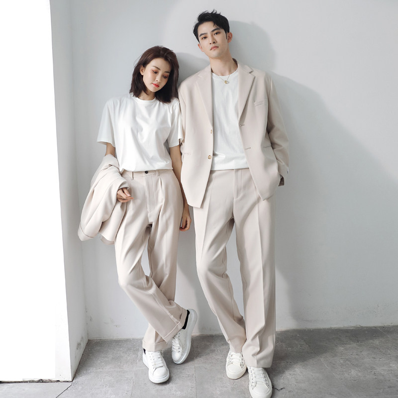 ins轻熟男情侣宽松西服女西装灰XZ267-P230单西控198两件套控298,男装西服套装,电商A407