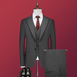 男士结婚礼服单排枪驳领西服修身新郎伴郎服A407-XZ337黑色-P125，男装西服，电商A407