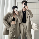 ins轻熟风新款情侣西服男女休闲微宽松垂感西装咖XZ298-P155控198，男装西服套装，电商A407