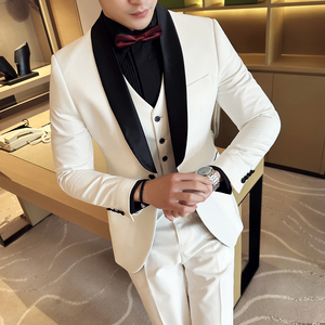 男士结婚礼服新郎伴郎西装三件套白色青果领枪驳领合集/A407/P280,丝袜辣妹搭配夏天合集图片