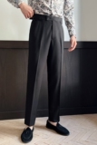 男士新款小脚休闲西裤工作服伴郎新郎修身免烫抗皱长裤K360-P75黑，男装西裤，电商A407
