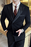 男士结婚礼服双排枪驳领西服新郎伴郎服单西A407/XZ339黑色/P135，男装西服，电商A407