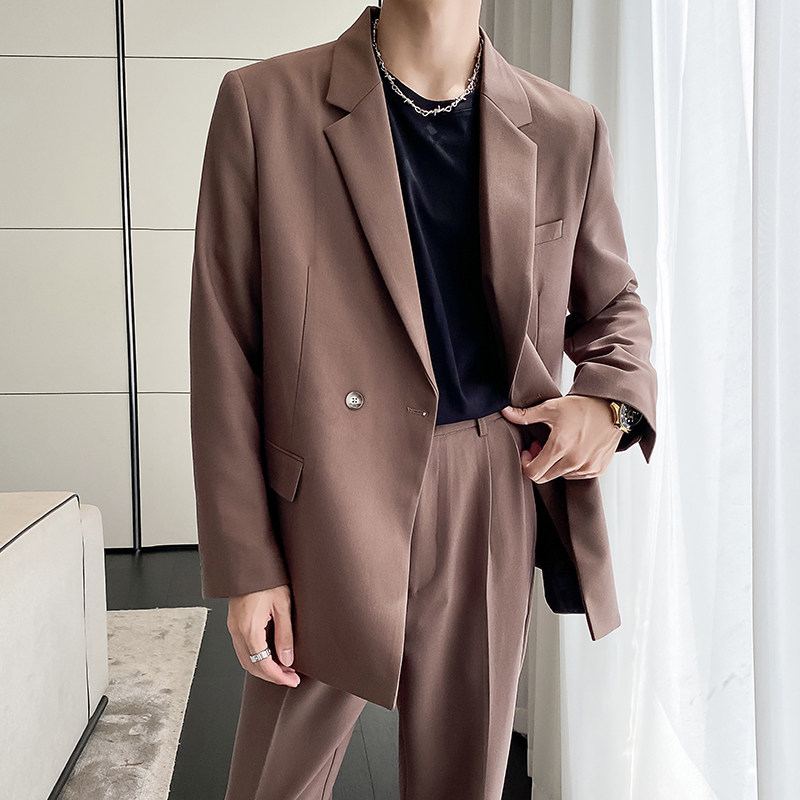 ins轻熟风新款男士微宽松纯色西服上衣男西装黑XZ298-P155控198,男装西服套装,电商A407