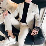 2025秋冬新款男士单排纯色休闲西装新伴郎西可配套装XZ273/P160绿，男装西服套装，电商A407