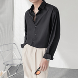 ins轻熟风男士宽松落肩纯色长袖衬衫免烫垂感衬衣白CS01-P60控88，男装衬衫，电商A407