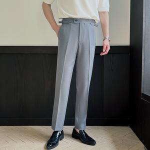 男士新款小脚休闲西裤工作服伴郎新郎修身免烫抗皱长裤K360-P75灰图片