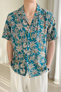 轻熟风男士夏季短袖古巴领宽松落肩男衬衫A407-CS24/P65图片