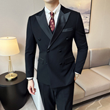男士结婚礼服双排枪驳领西服新郎伴郎服单西A407/XZ339黑色/P135，男装西服，电商A407