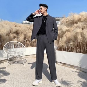 春夏新款男士网红纯色宽松西服外套男青年西装灰XZ267/P155控198图片