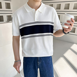 轻熟风男士夏季短袖针织翻领polo衫半袖t恤白A407-DT63-P55控78，男装T恤，电商A407