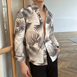 新款英伦雅痞男士长袖花衬衫休闲免烫帝领衬衣黑CS132-P75，男装衬衫，电商A407
