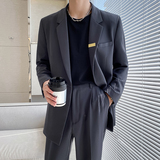 ins轻熟风新款男士微宽松纯色西服上衣男西装咖XZ298-P155控198，男装西服套装，电商A407