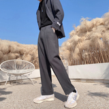 男士网红垂感阔腿裤宽松直筒松紧腰长裤男西装裤K267-P75控98-灰，男装西服套装，电商A407