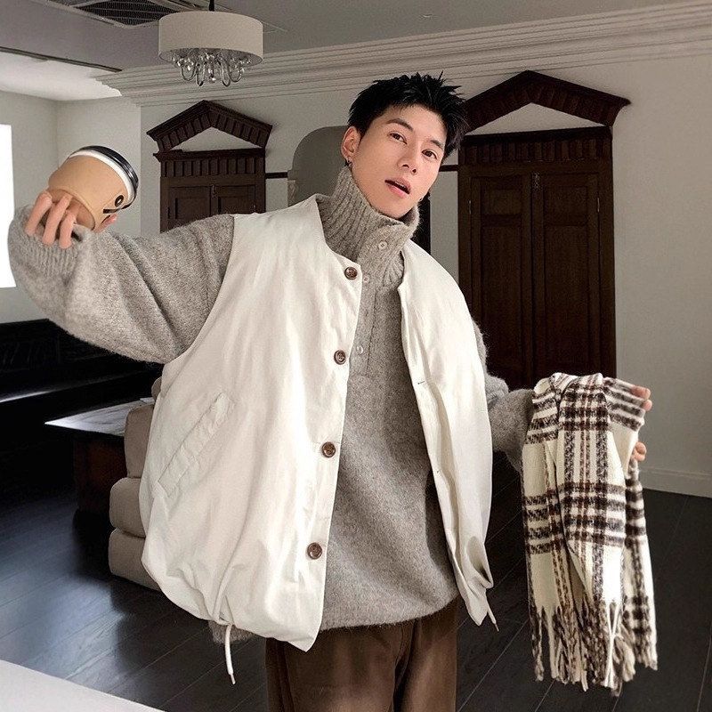 简约复古宽松保暖马甲日系男女