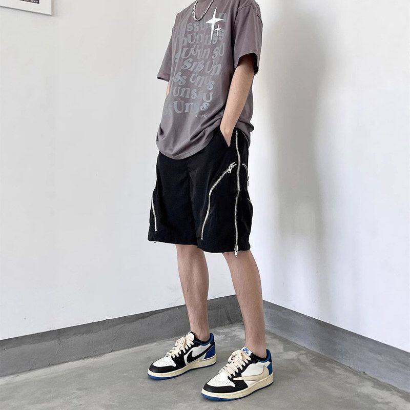 五分裤夏季潮牌美式高街ins男运动休闲机能拉链短裤工装新款宽松