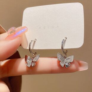 女洋气耳钉女蝴蝶耳环小众耳饰设计感2023新款气质独特高级