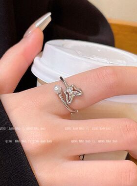 珍珠开口指环新款时尚女轻奢个性