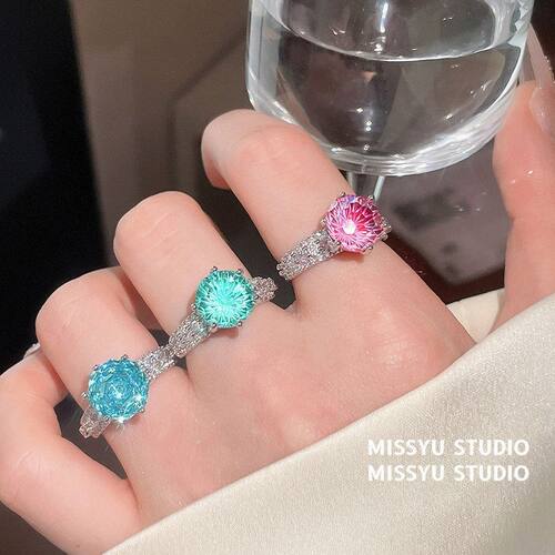 小众圆形锆石甜美风多巴胺戒指