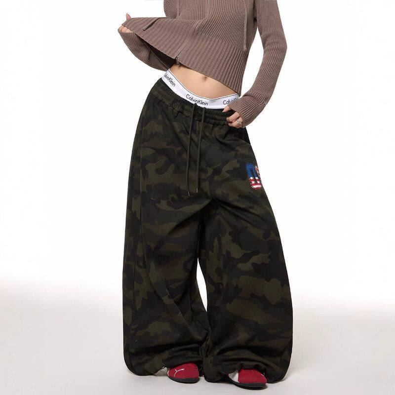 卫裤数字迷彩长裤宽松休闲爵士舞阔腿做旧街头baggy复古美式印花