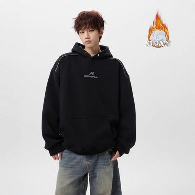 秋冬美式刺绣重磅帽衫连帽新款