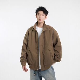 男美式le情侣卡其色立领c秋冬季棉衣飞行哈灵顿棉服棒球anfit外套