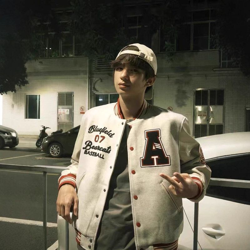 anfit外套拼皮棉服毛呢夹棉棉衣le宽松美式复古棒球男女情侣c字母