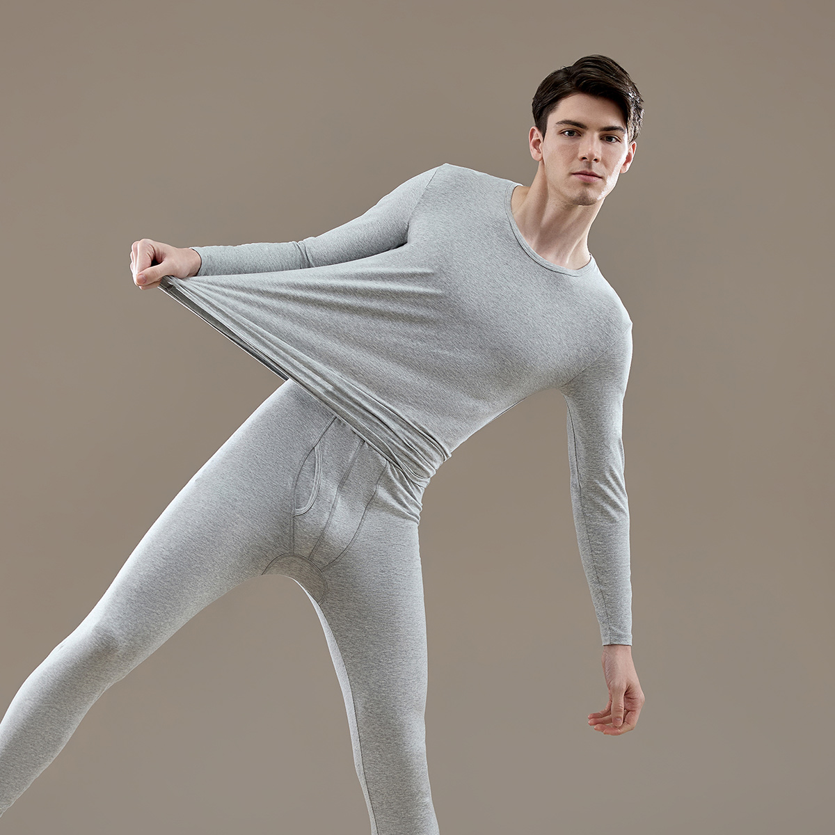 顶瓜瓜男士棉氨打底秋衣秋裤薄款